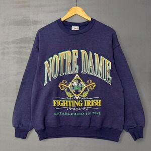 Vintage Team Edition Notre Dame Fighting Irish Sweatshirt 90s Blue Faded Large